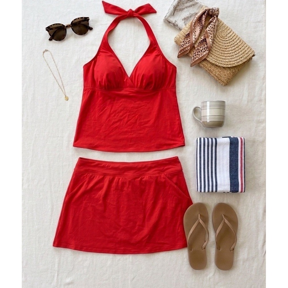 Lands' End Halter Tankini Set Size 10 Swim Skirt 2-Piece Swimsuit